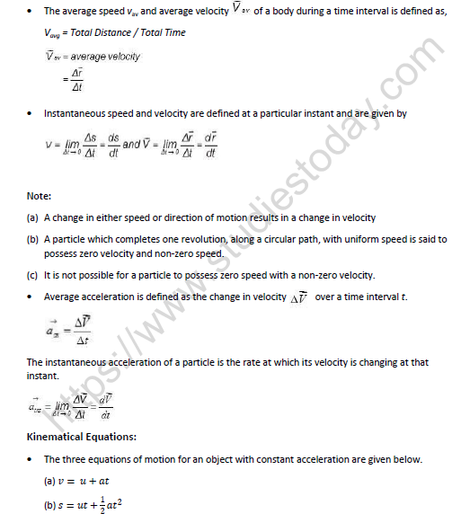 neet-physics-kinematics-and-projectile-motion-revision-notes